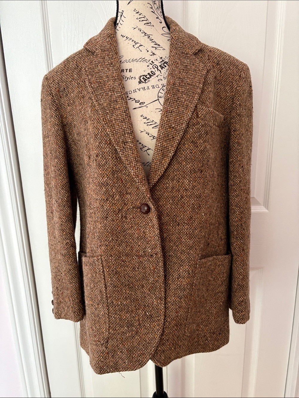 Brown Tweed Sport Coat - Double Button Blazer